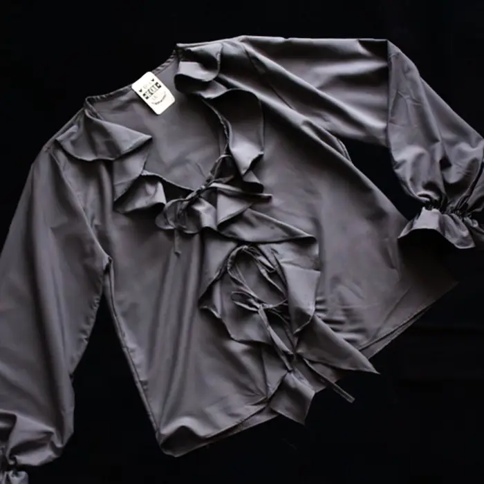 Blusa Romántica con Lazos Frontales y Volados