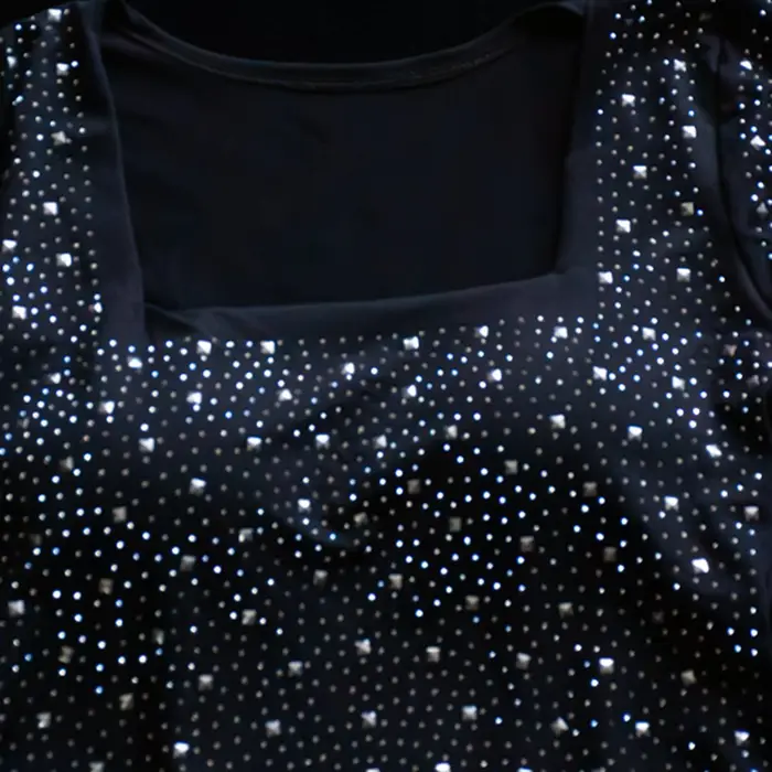Body de Fiesta con Strass y Escote Cuadrado