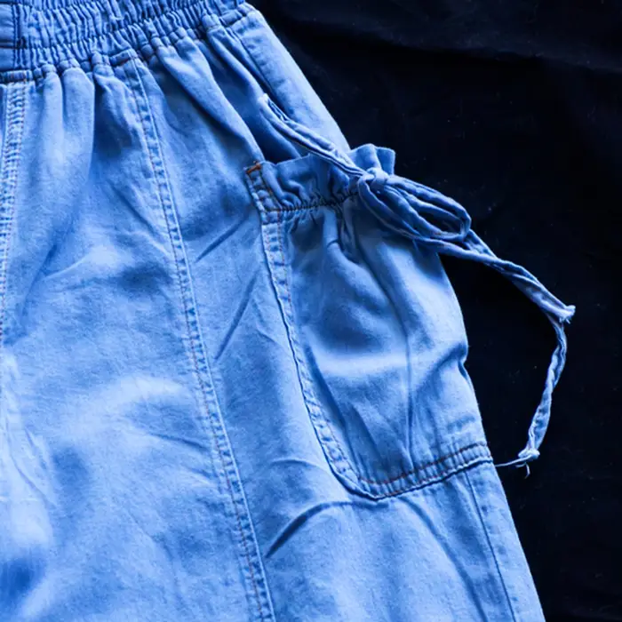 Pantalón Denim Wide Leg con Lazos Ajustables