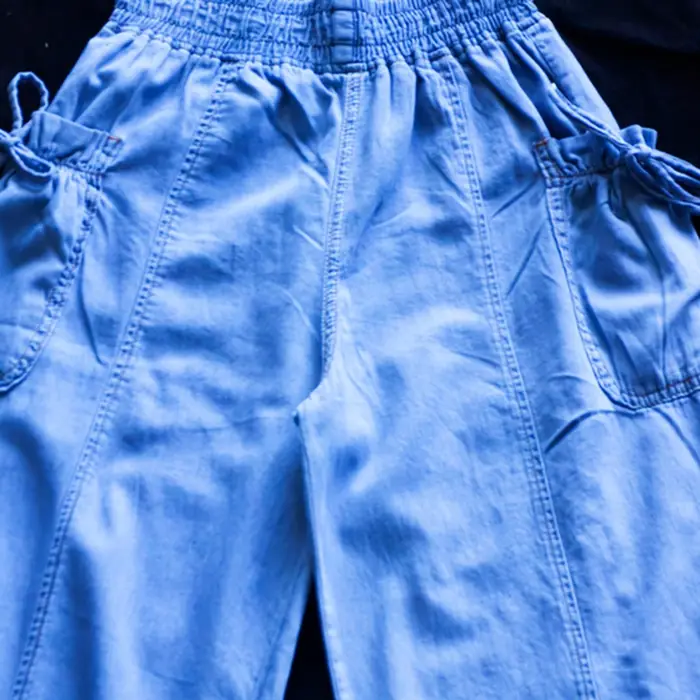 Pantalón Denim Wide Leg con Lazos Ajustables