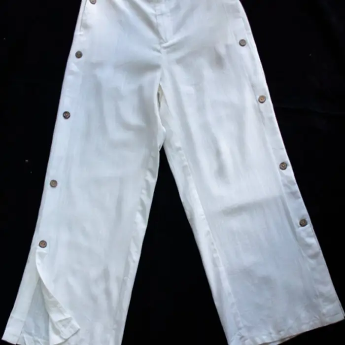 Pantalón Palazzo con Botones Laterales