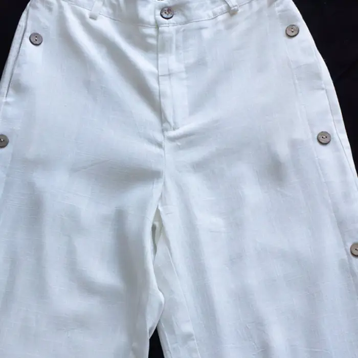 Pantalón Palazzo con Botones Laterales
