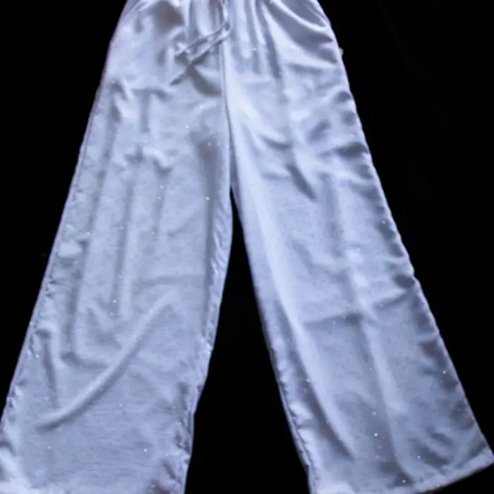Pantalón Palazzo con Brillos y Cintura Fruncida