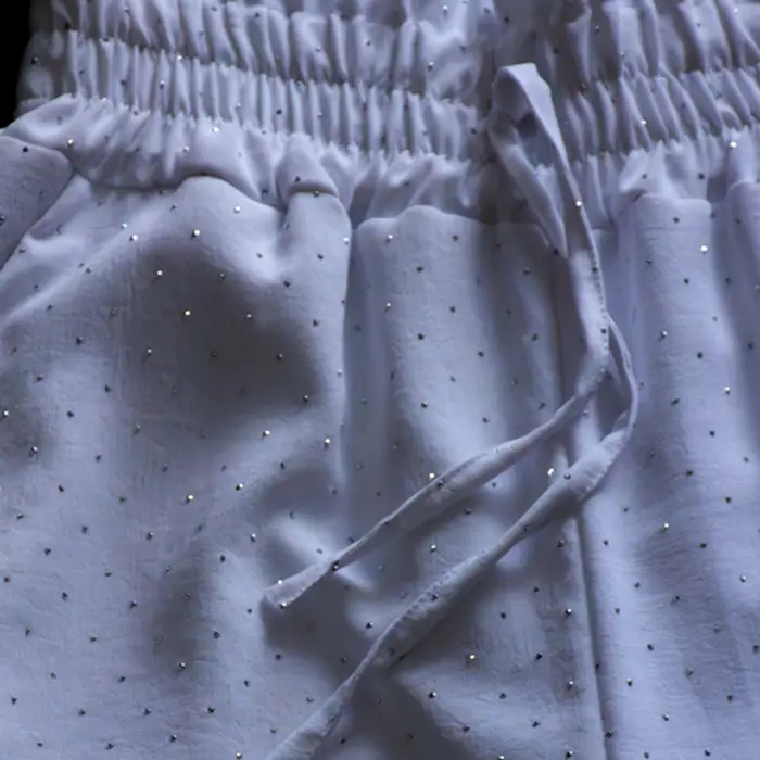 Pantalón Palazzo con Brillos y Cintura Fruncida