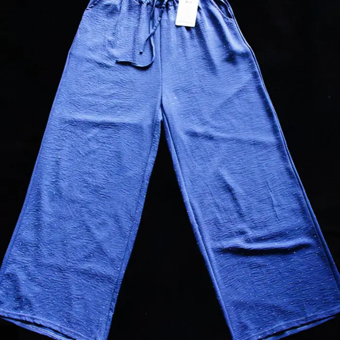 Pantalón Palazzo con Brillos y Lazo Ajustable