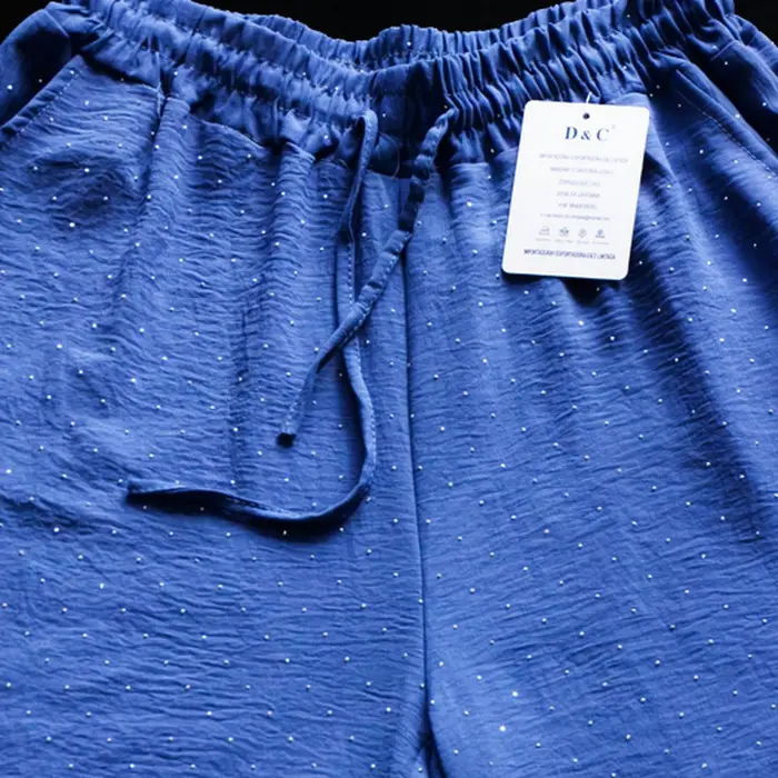 Pantalón Palazzo con Brillos y Lazo Ajustable