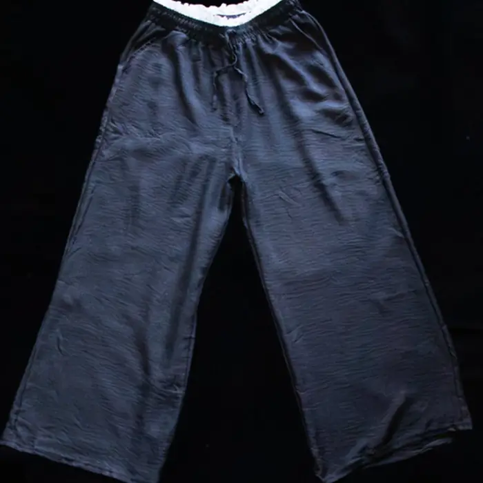 Pantalón Palazzo con Cintura Contrastante
